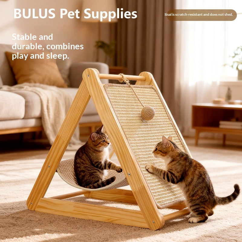Cozy Solid Wood Cat Tree Playground