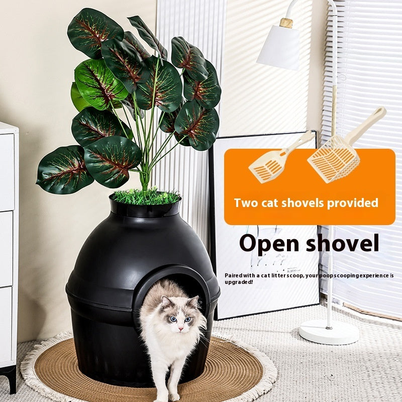 Cozy Enclosed Cat Litter House